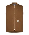 Carhartt Logo-patch Zipped Vest In Brown