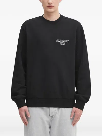 Carhartt Cotton Alumni Sweatshirt With Ribbed Cuffs And Hem In Black