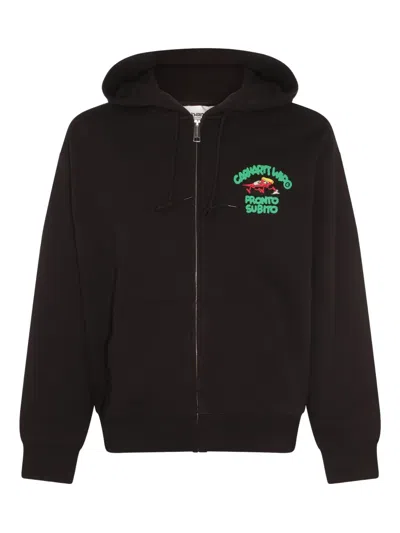 Carhartt Logo-print Zip-up Hoodie In Brown