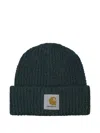 Carhartt Logo Ribbed Beanie In Brown
