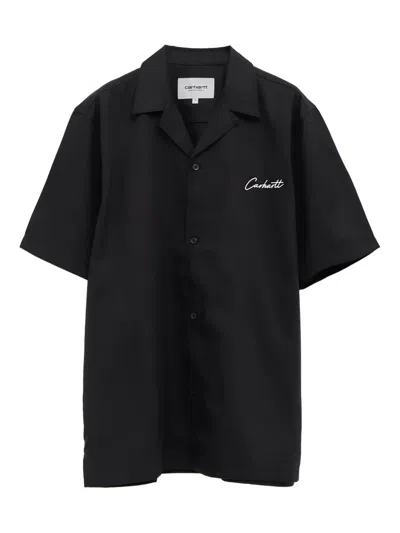 Carhartt Delray Cotton Blend Short Sleeve Shirt In Black