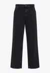 Carhartt Trousers Straight Leg Contrast Stitching In Black
