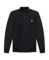 Carhartt American Script Cotton-blend Jersey Half-zip Sweatshirt In Black