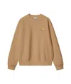 Carhartt Cotton Blend Crew Neck American Script Sweat In Nude