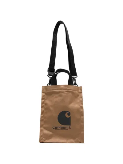 Carhartt Logo Tote Bag In Brown