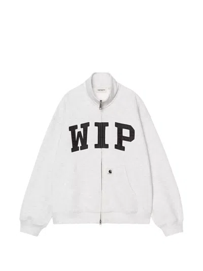 Carhartt Logo-appliqué Zip-up Sweater In Gray