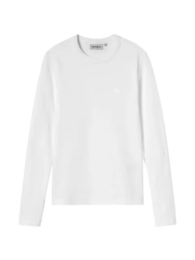 Carhartt Logo-embroidered Long-sleeve T-shirt In White