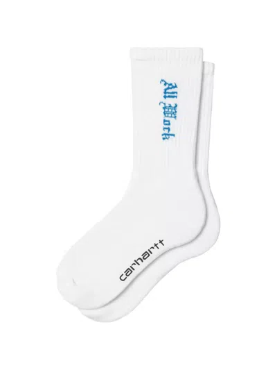 Carhartt Logo-embroidered Ribbed Socks In White