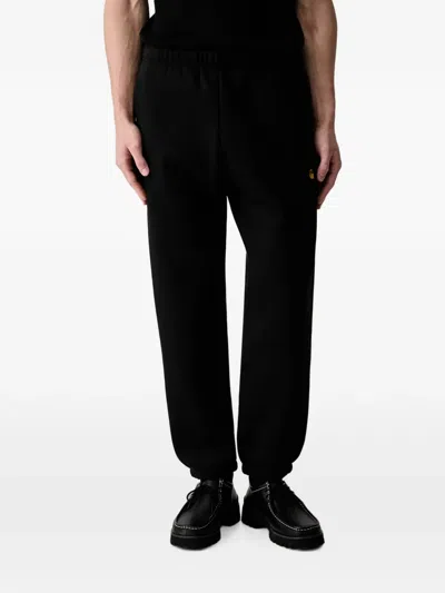 Carhartt Logo-embroidered Track Trousers In Black
