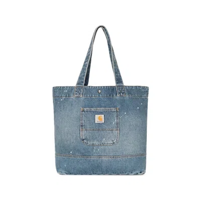 Carhartt Logo-label Denim Tote Bag In Black