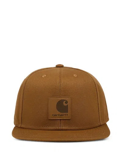 Carhartt Logo-patch Canvas Cap In Brown