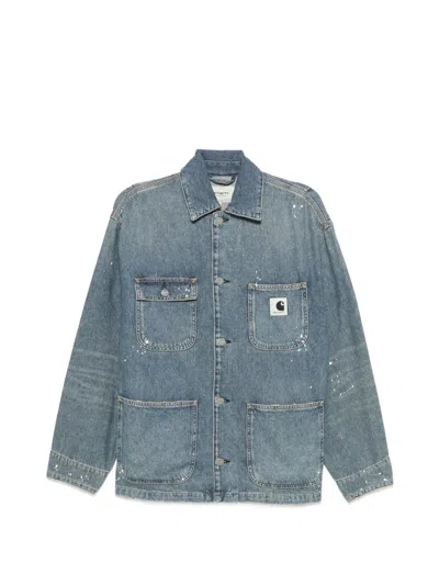 Carhartt Long-sleeved Denim Jacket In Blue
