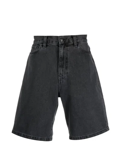 Carhartt Logo-patch Denim Shorts In Black