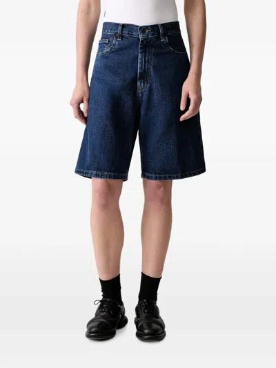 Carhartt Logo-patch Denim Shorts In Blue