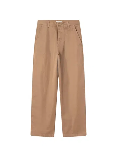 Carhartt Logo-patch Straight-leg Trousers In Brown