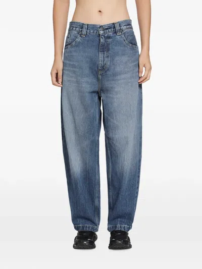 Carhartt Logo-patch Wide-leg Jeans In Blue