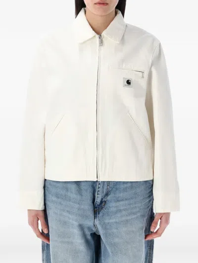 Carhartt Logo-patch Zip-up Jacket In White