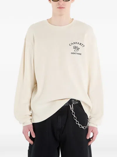 Carhartt Logo-print Waffle-knit T-shirt In Neutral