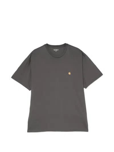 Carhartt Chase Cotton Short Sleeve Crew Neck T Shirt In Gray