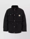 Carhartt Long Quilted Nylon Jacket Front Pockets In Black