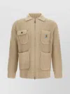 Carhartt Long Sleeve Cardigan Ribbed Texture In Neutral