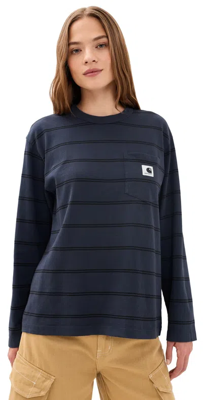 Carhartt Cardona Striped Pocket T-shirt In Blue