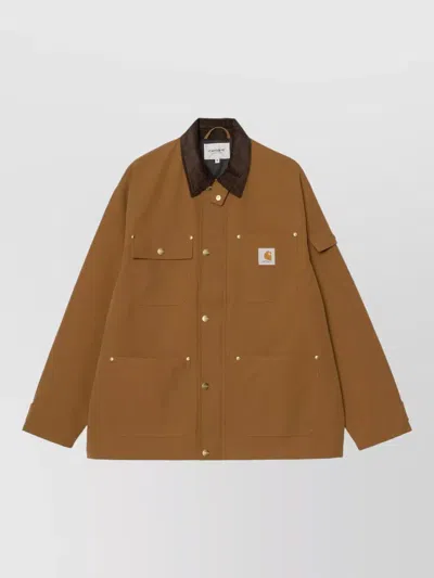Carhartt Long Sleeve Coat Chest And Patch Pockets In Brown