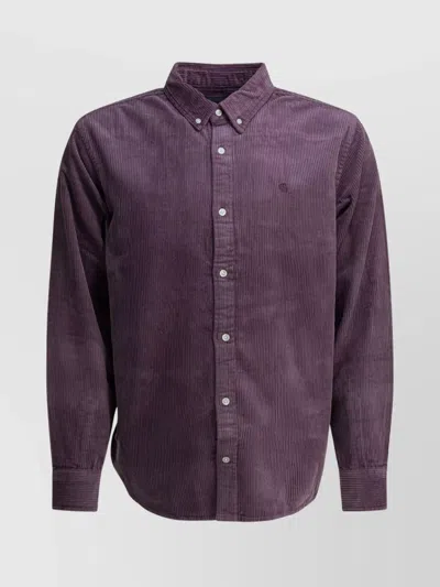 Carhartt Long Sleeve Corduroy Button-down Collar Shirt In Purple