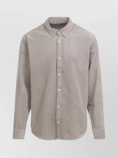 Carhartt Long Sleeve Corduroy Shirt With Button Collar In Black