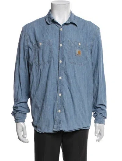 Pre-owned Carhartt Long Sleeve Denim Shirt In Blue