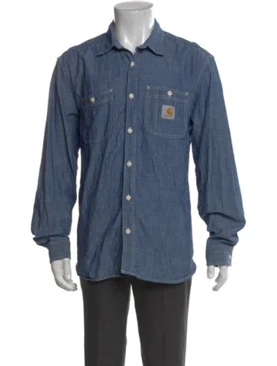 Pre-owned Carhartt Long Sleeve Denim Shirt In Blue