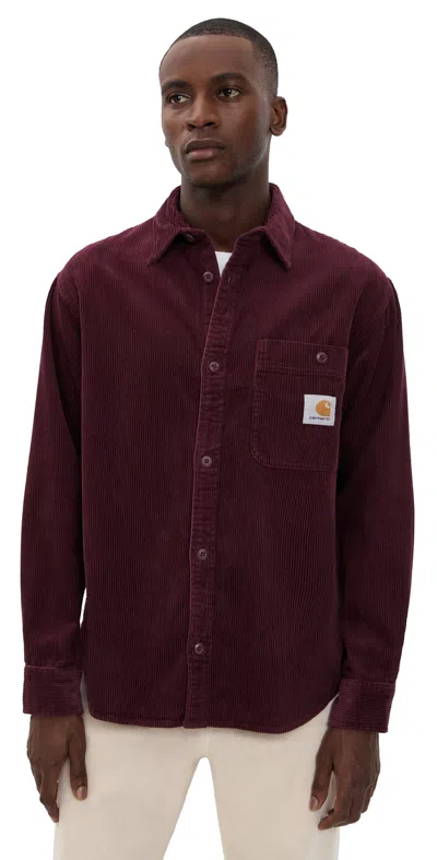 Carhartt Long Sleeve Flint Shirt Jacket Rondo In Burgundy