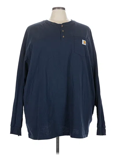 Pre-owned Carhartt Long Sleeve Henley Shirt In Blue