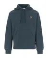 Carhartt Mens Deep Lagoon American Script Logo-embroidered Cotton Hoody Xl In Blue
