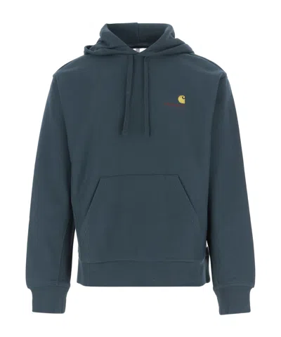 Carhartt Long Sleeve Hooded Sweatshirt In Blue