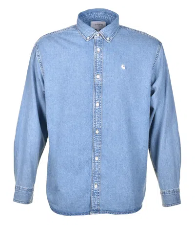 Carhartt Long Sleeve Lucas Denim Shirt Blue Bleached