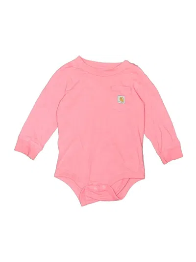 Pre-owned Carhartt Babies' Long Sleeve Onesie In Pink