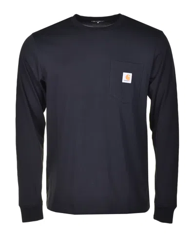 Carhartt Long Sleeve Pocket T Shirt Black In Green