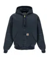Carhartt Adjustable Hood Logo Patch Jacket In Blue