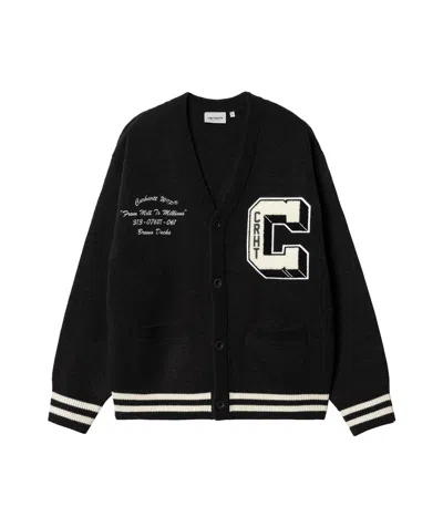 Carhartt Long-sleeved Knitted Cardigan In Black