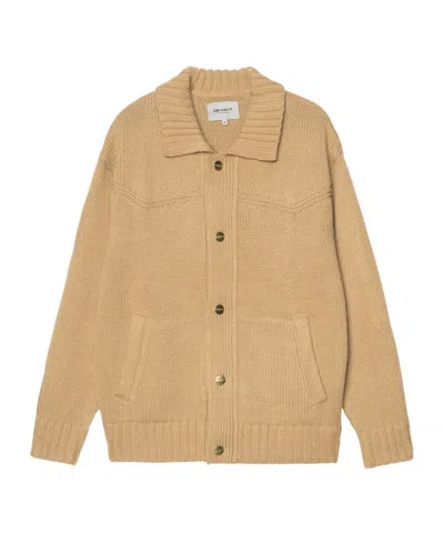 Carhartt Long-sleeved Knitted Cardigan In Nude