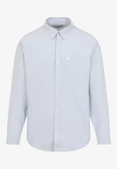 Carhartt Long-sleeved Logo-embroidered Shirt In Blue