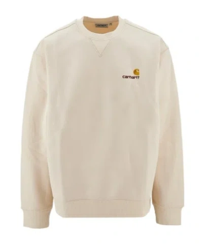 Carhartt Wip American Script Cotton-blend Sweatshirt In Beige