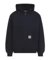 Carhartt Hooded Jacket With Pockets And Ribbed Finish In Blue