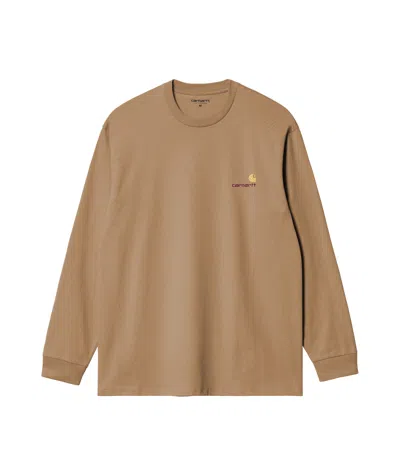Carhartt Cotton Blend Crew Neck American Script Sweat In Nude