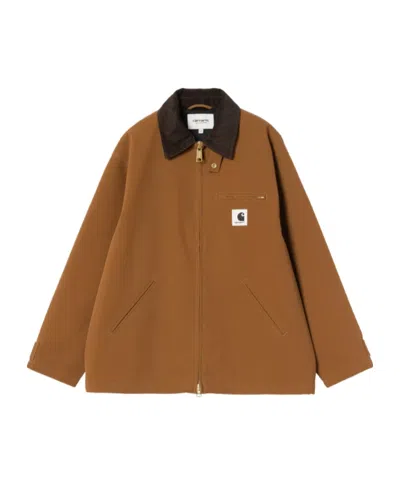 Carhartt Long-sleeved Zip-up Jacket In Brown