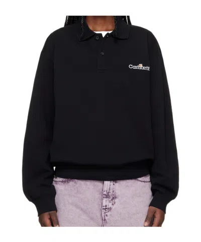 Carhartt Long-sleeved Polo Shirt In Black