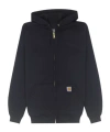 Carhartt Hooded Jacket With Pockets And Ribbed Finish In Black