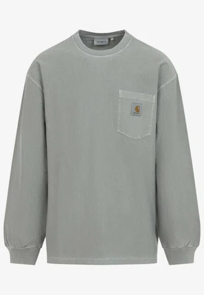 Carhartt Loose Pocket Long-sleeved T-shirt In Gray