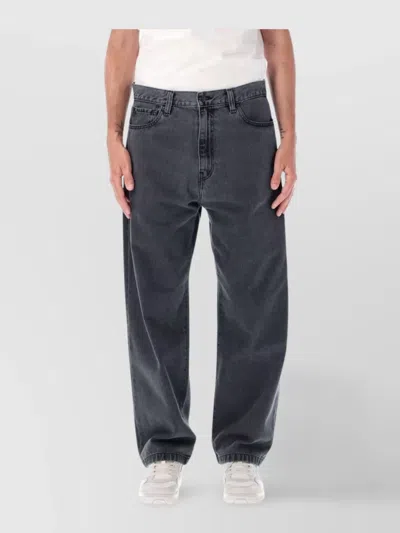 Carhartt Loose Tapered Denim Pant With Five Pockets In Grey